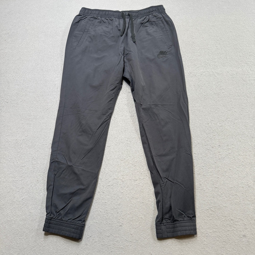 Nike Track Pants Men's Large Black Woven Tapered Leg Windrunner Athletic Running